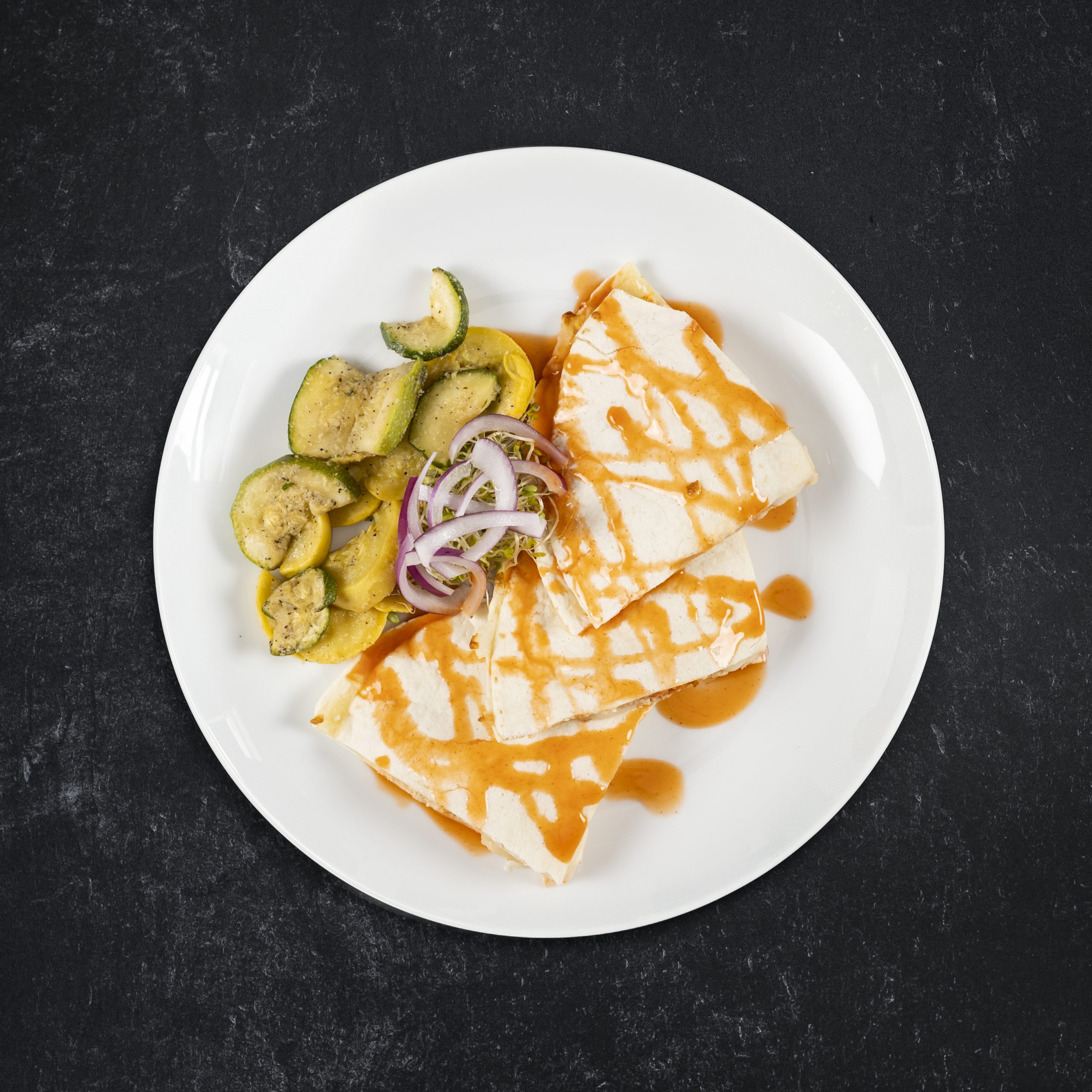 Buffalo Chicken Quesadilla on Low Carb Wrap