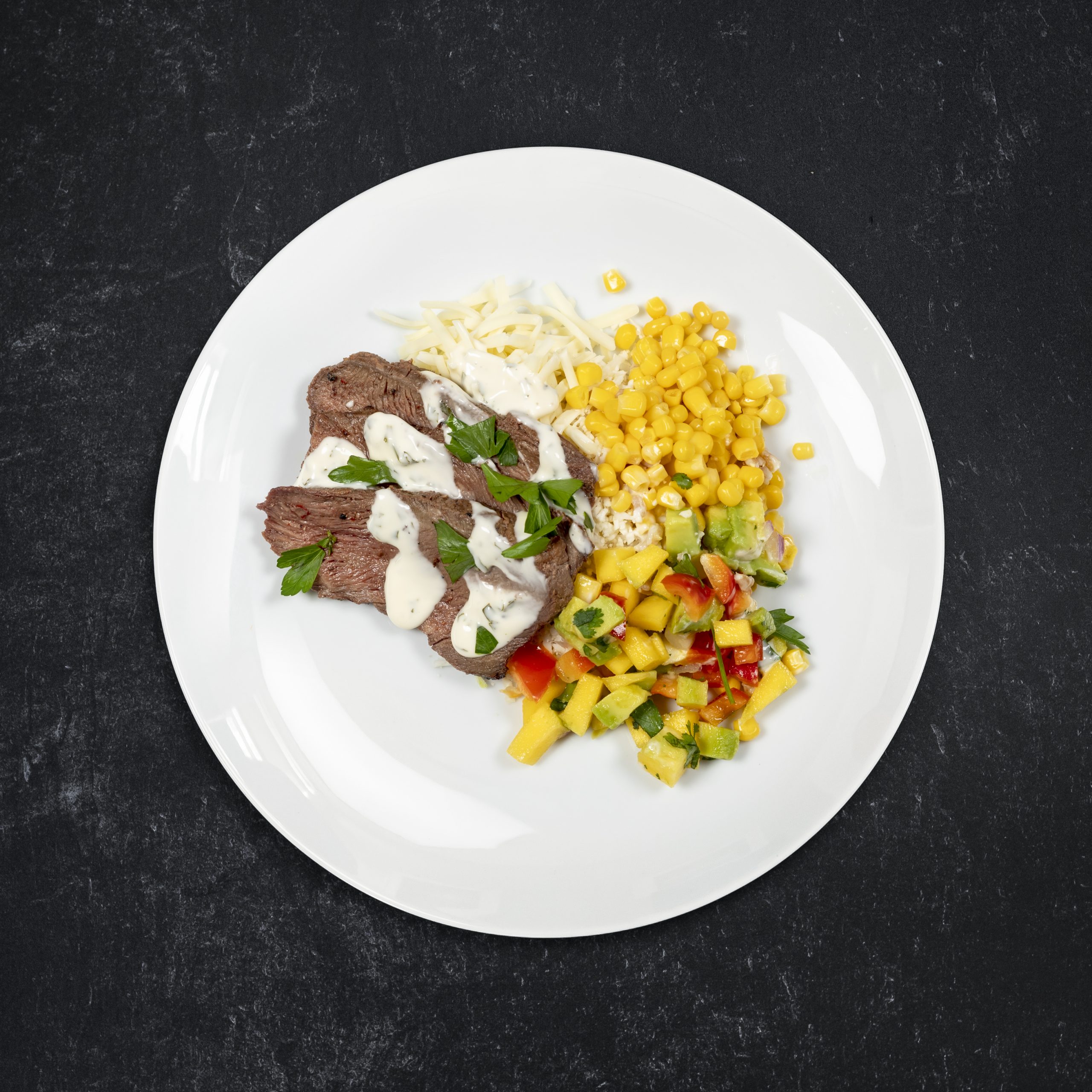 Low Carb Steak Burrito Bowl with Pineapple Salsa