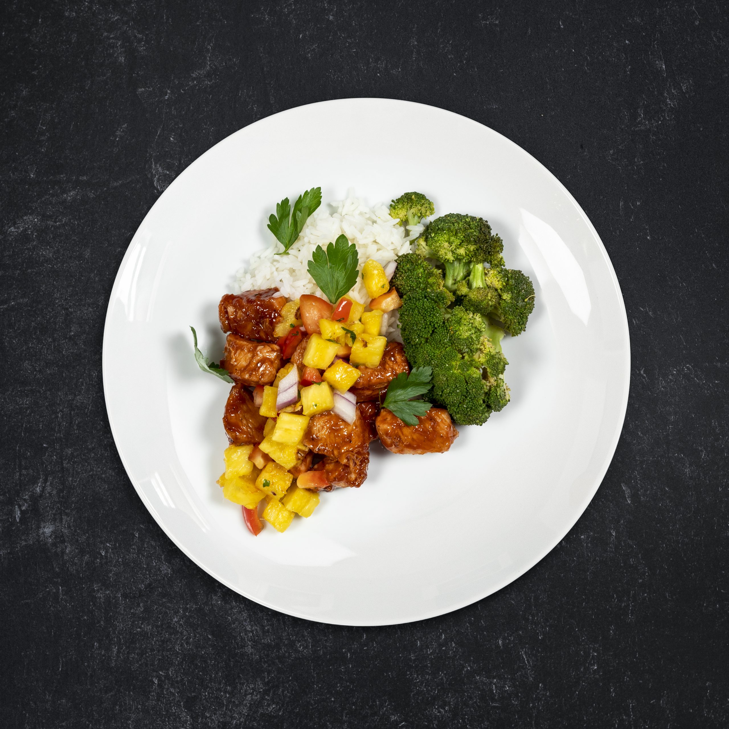 Hawaiian BBQ Chicken Bowl with Pineapple Salsa