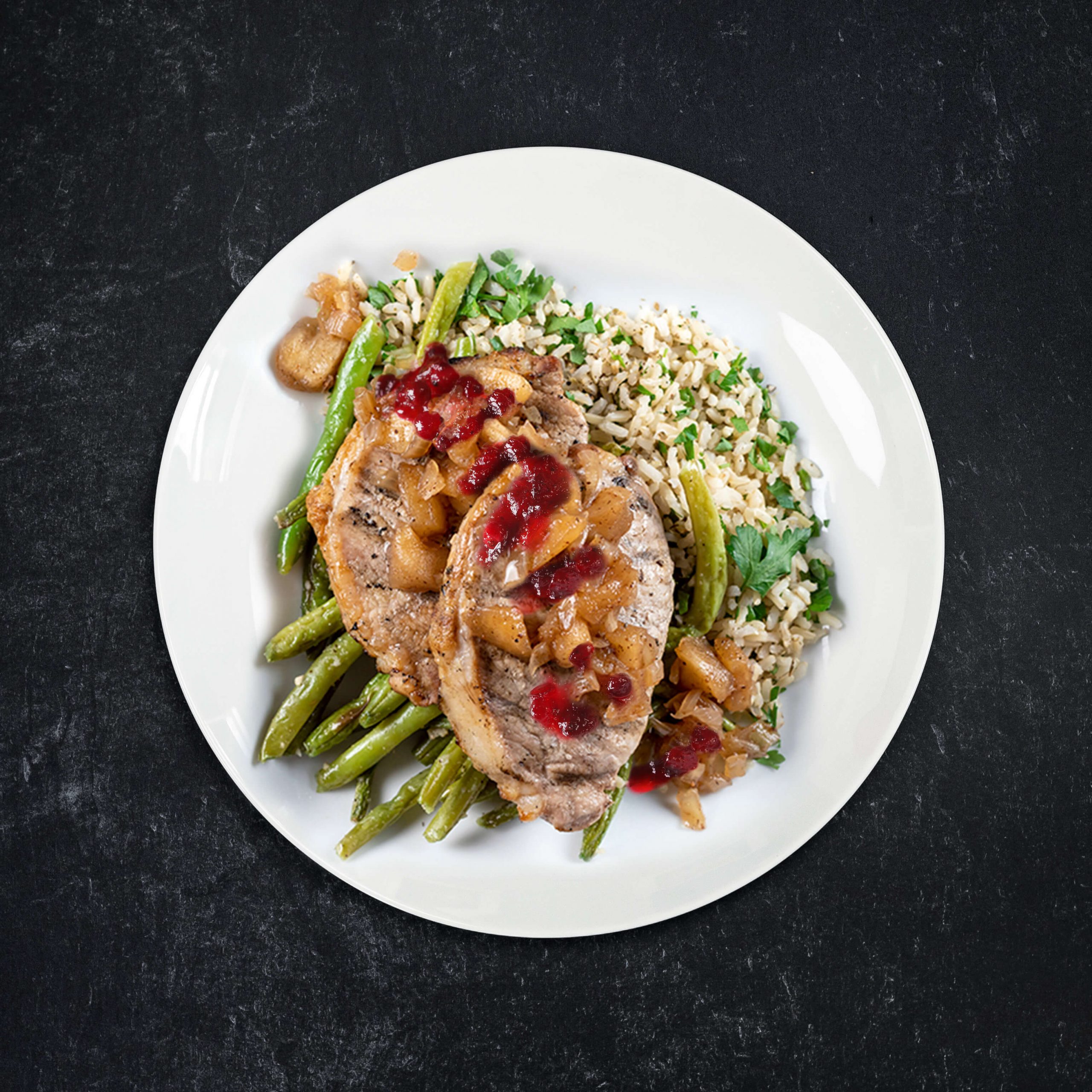 Grilled Pork Chops with Cranberry Apple Chutney