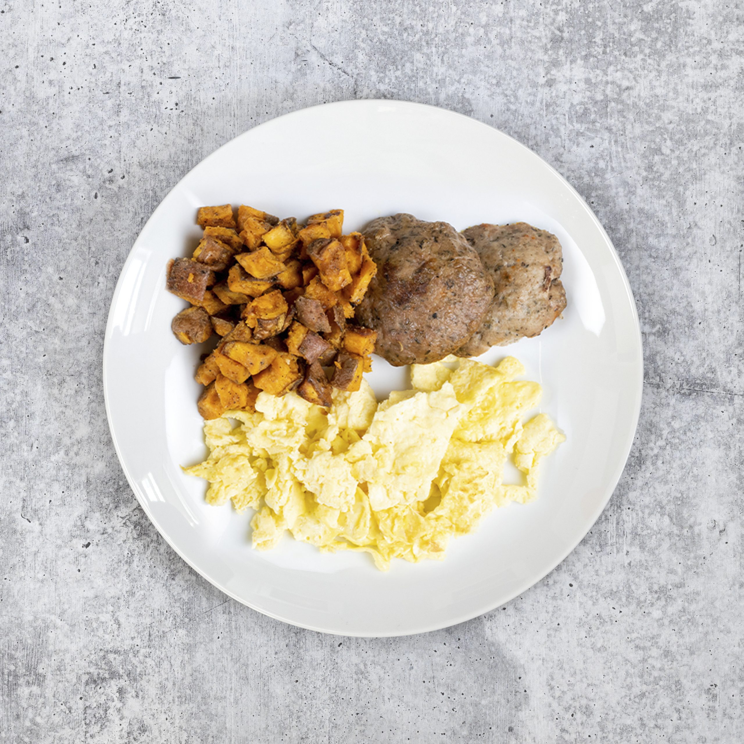 Scrambled Eggs with Maple Turkey Sausage & Sauteed Spinach