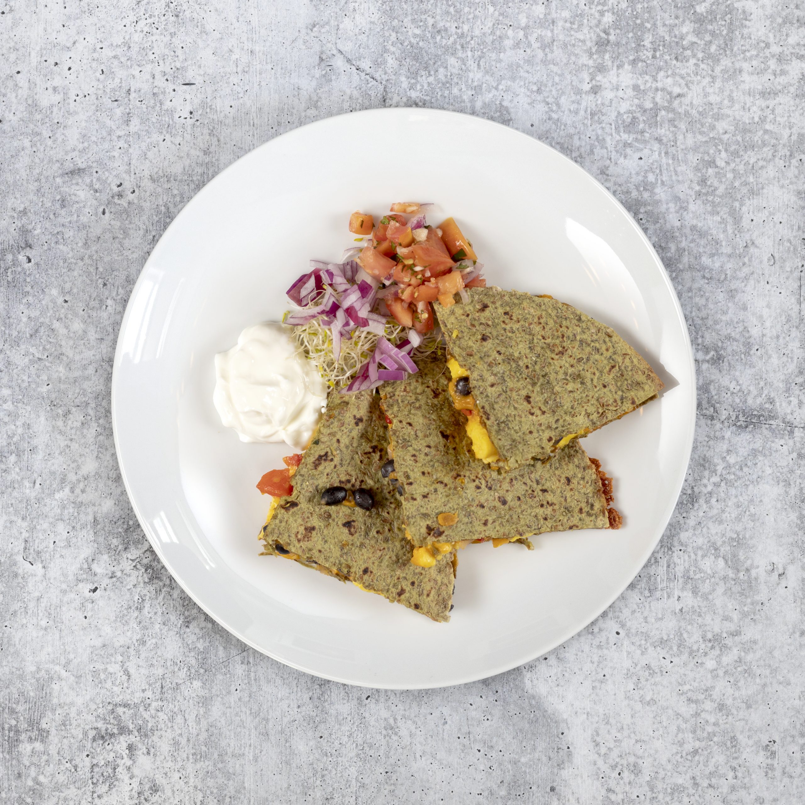 Southwest Wild Boar Chorizo Breakfast Quesadilla on Sprouted Grain