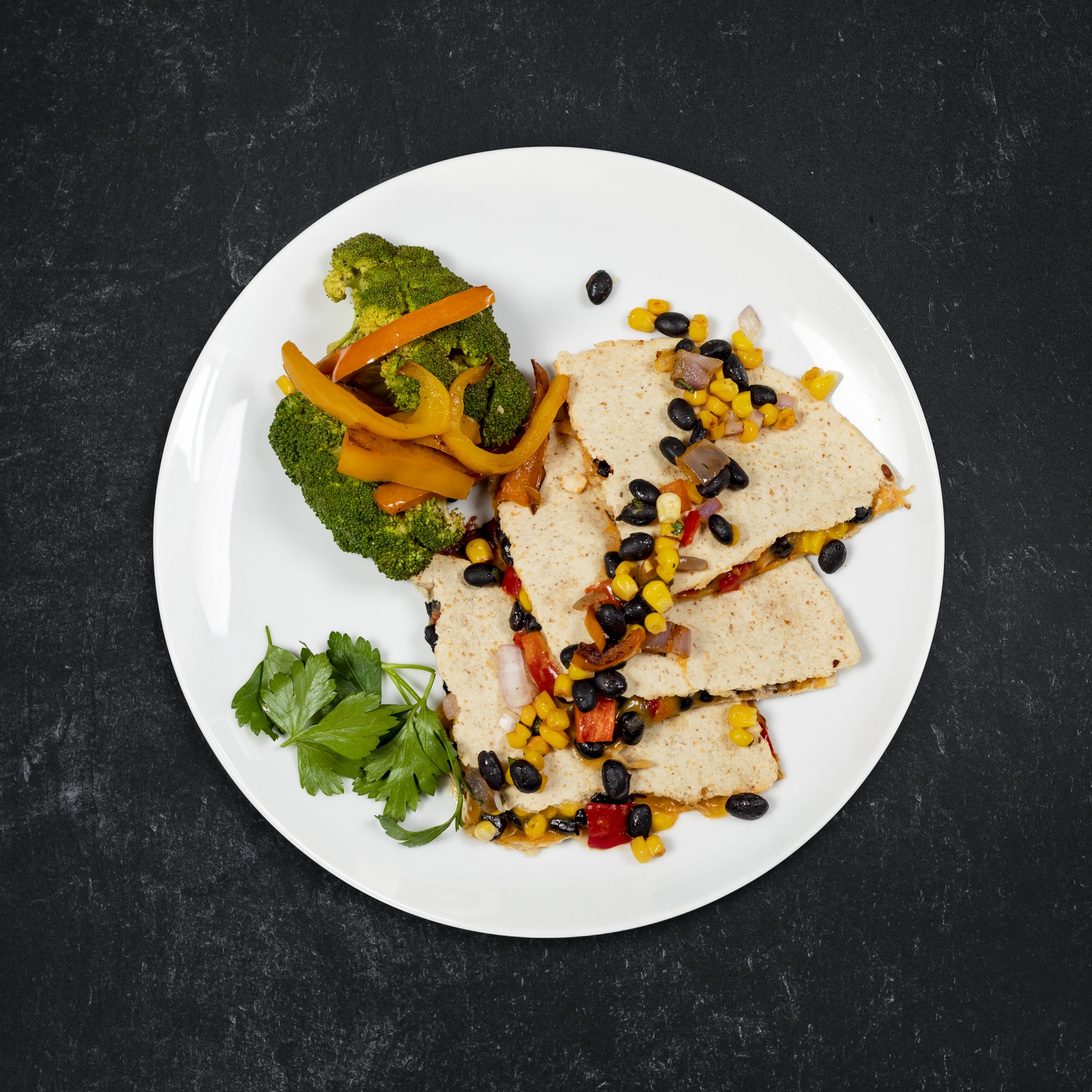 Southwestern Veggie Quesadilla on Low Carb Wrap