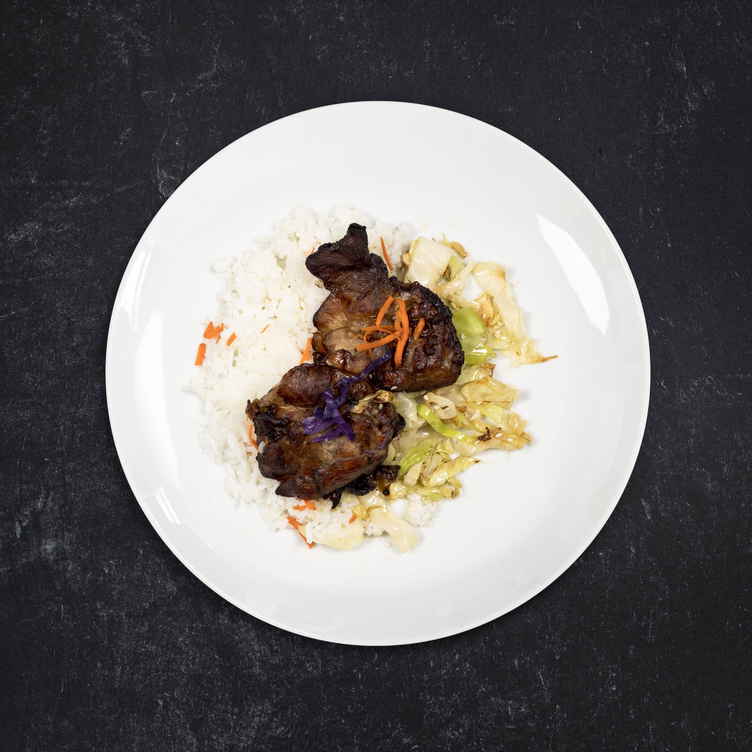 Honey Soy Chicken Thigh with Sesame-Ginger Cabbage