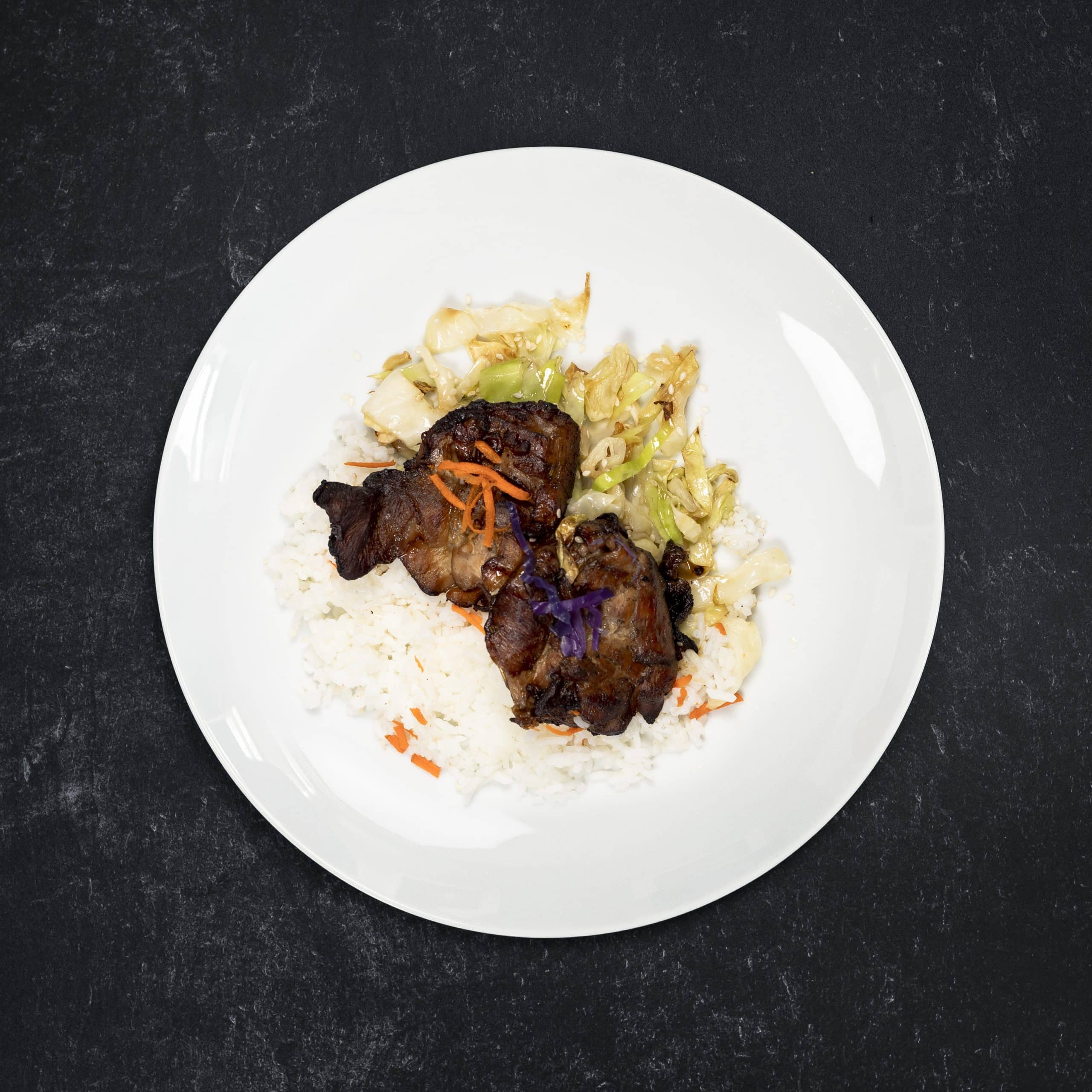 Low Carb Honey Soy Chicken Thigh with Sesame-Ginger Cabbage