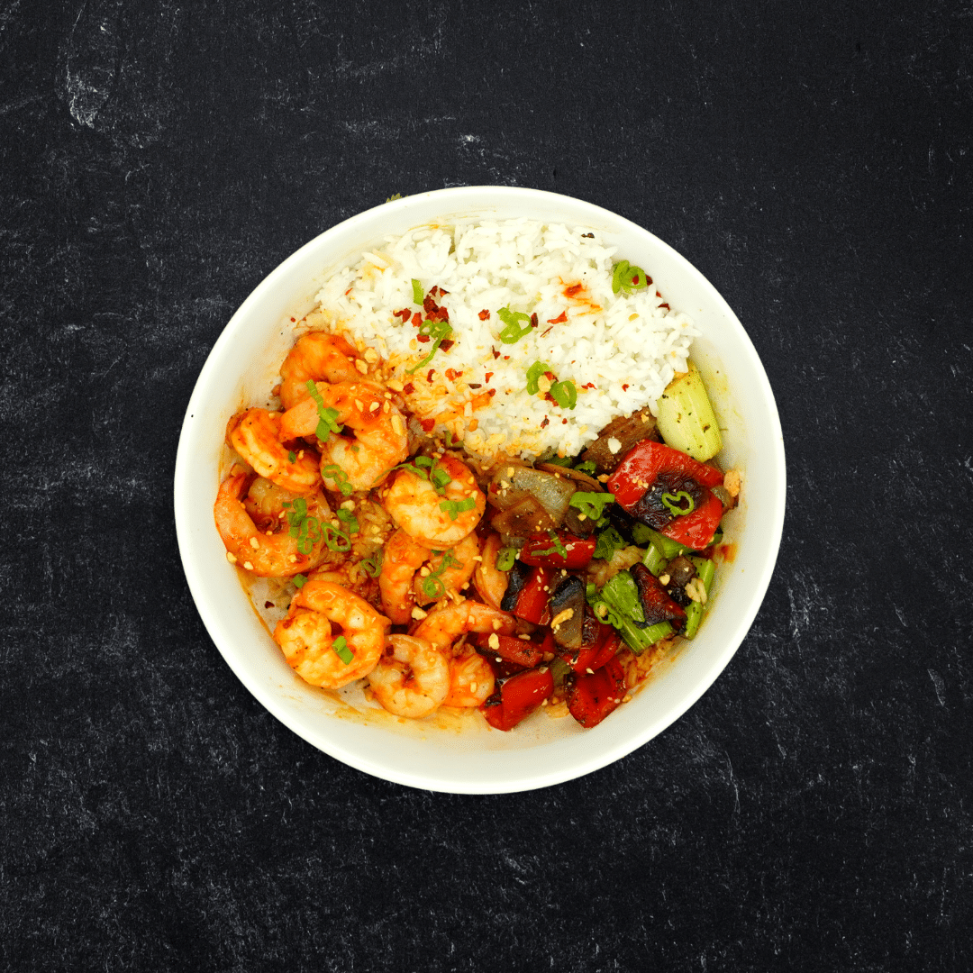 Kung Pao Shrimp Over Fried Cauliflower Rice
