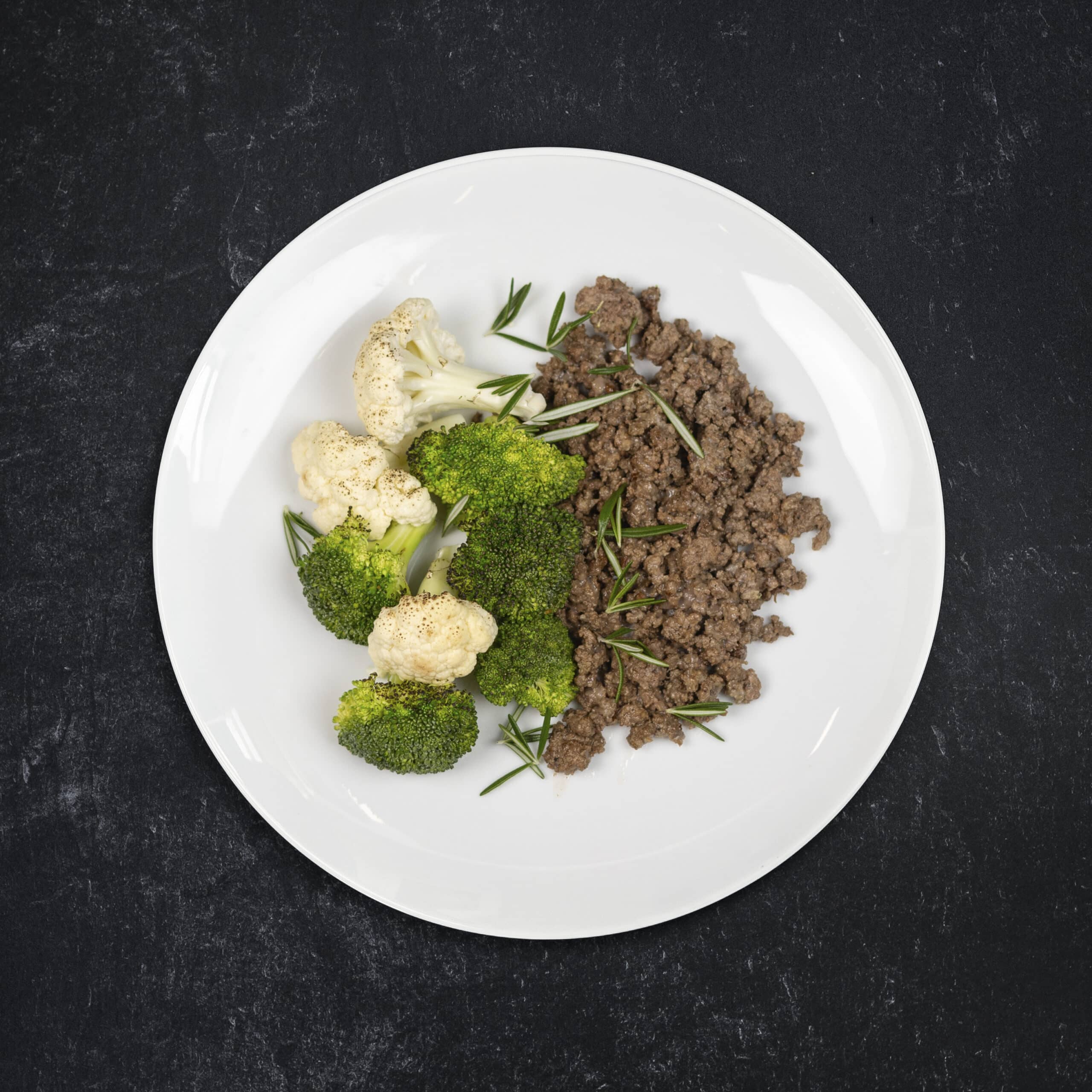 Low Carb Grass-fed Beef with Roasted Broccoli & Cauliflower