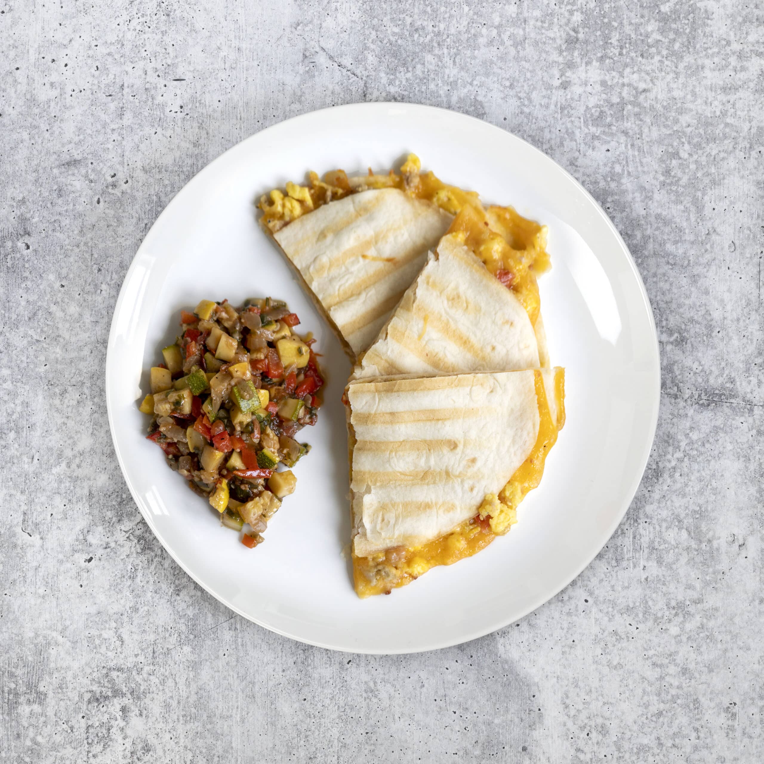 Turkey Sausage Breakfast Quesadilla on Low Carb Tortilla