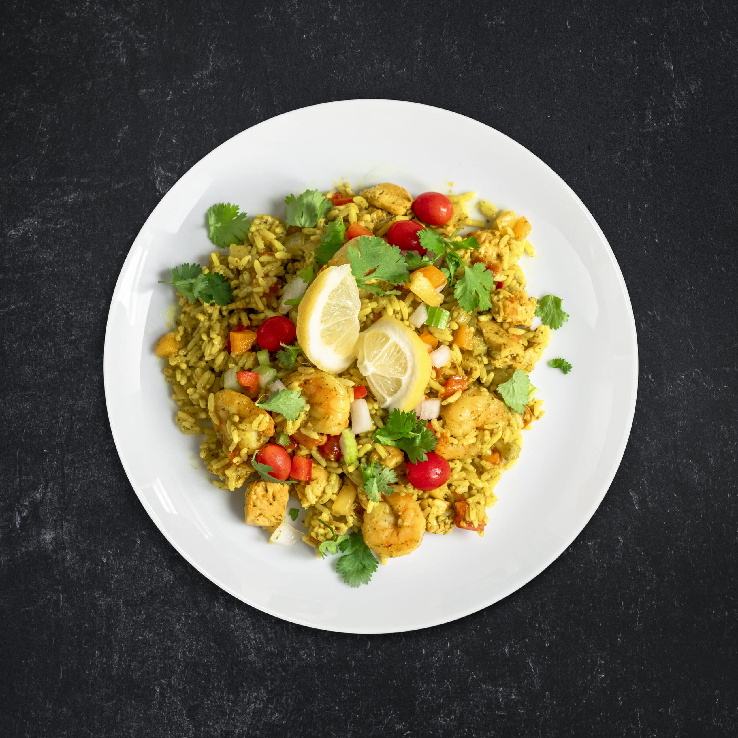Low Carb Cilantro Citrus Seafood Paella