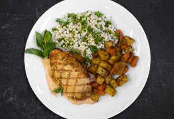 Free Harissa Grilled Free-Range Chicken with Roasted Winter Veggies