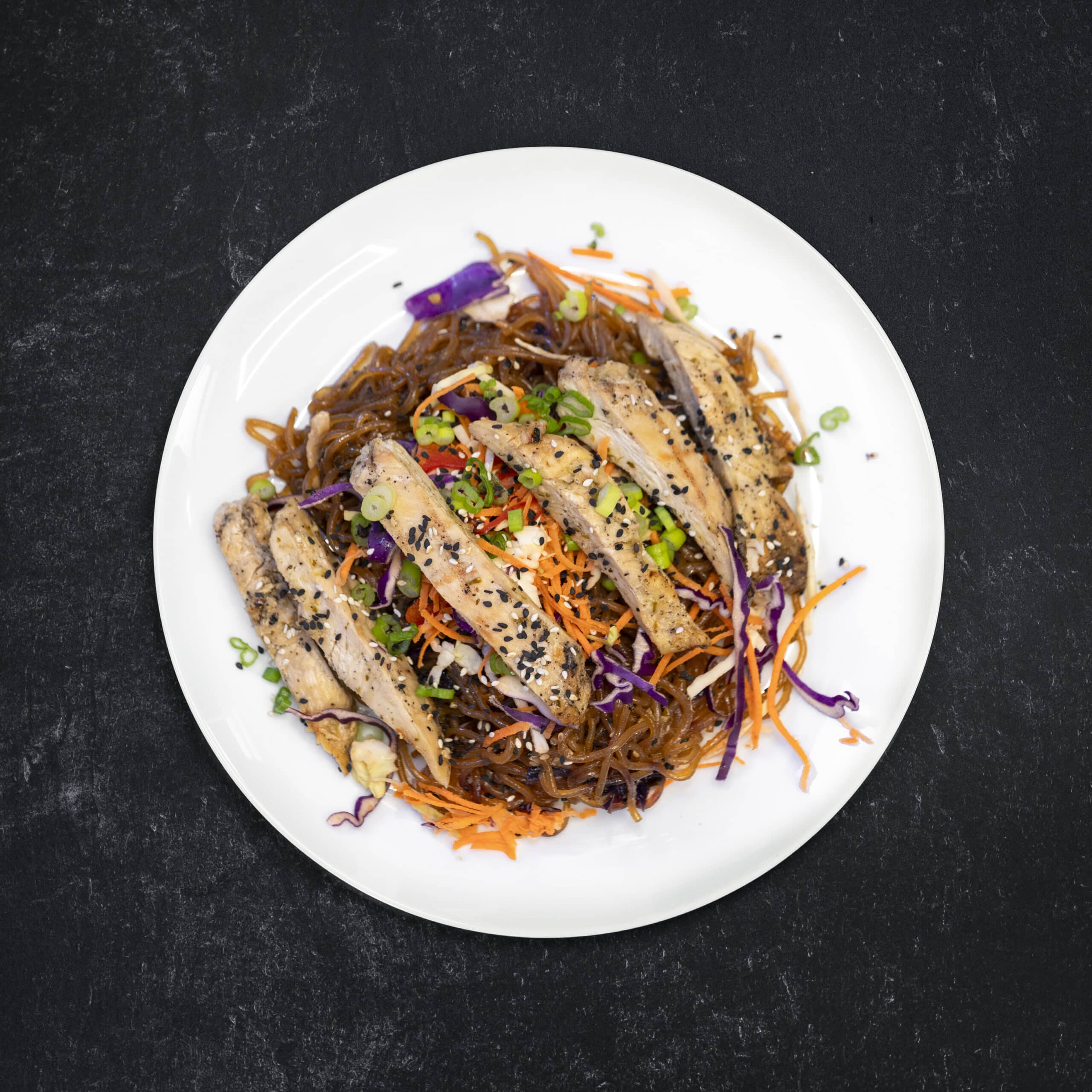 Sesame Grilled Chicken with Glass Noodle Stir Fry
